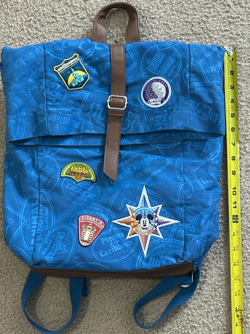 Disney World Passport Series Backpack Rucksack Embroidered Patches Padded Blue - Picture 8 of 9